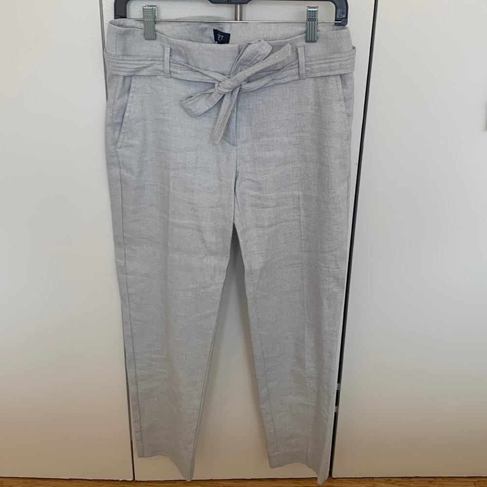 Loft Grey Cropped Pants with Tie